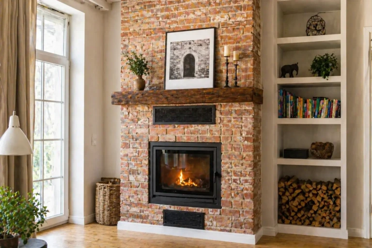 zabudowa kominka cegłą rozbiórkową